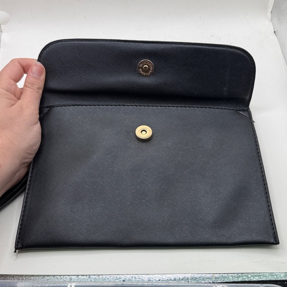Elim & Paul Black Black Faux Leather Clutch Wristlet Purse Bag Thin - Picture 8 of 12